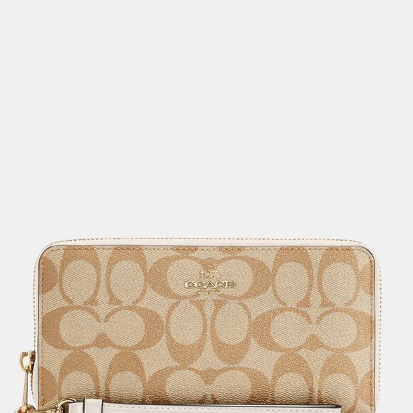 Long Zip Around Wallet In Signature Canvas - Picture 1 of 2